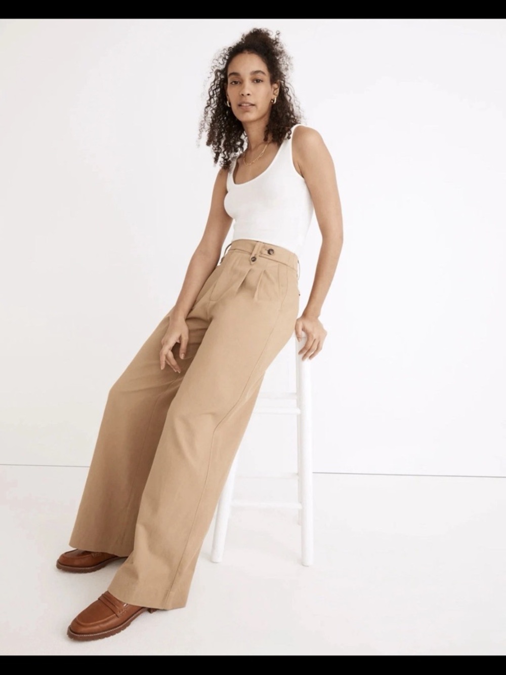 Madewell Wide Leg High-Rise Pants in Khaki Tan size 4 new